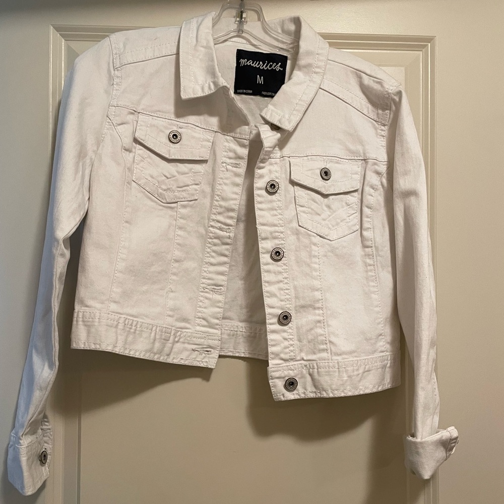 Cropped white denim jacket size medium